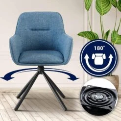 CLP Set Van 2 Eetkamerstoel Tipton Zwart Frame - Stof - Blauw -VIDAXL Winkel 308ab10ceeb54858ab863841211b48a3