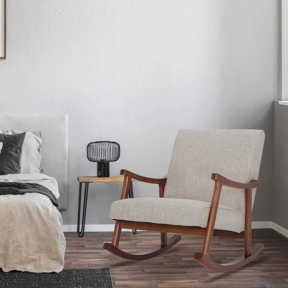 CLP Schommelstoel Morelia Stof - Creme 3 CLP Schommelstoel Morelia Stof - Creme - Afbeelding 3