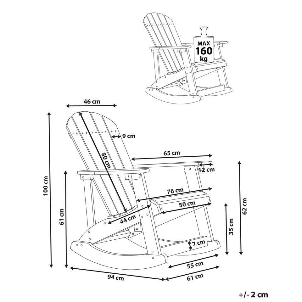 ADIRONDACK - Schommelstoel - Rood - Kunsthout 3 ADIRONDACK - Schommelstoel - Rood - Kunsthout - Afbeelding 3