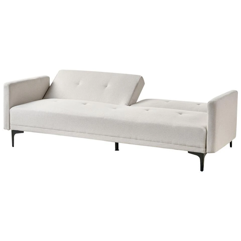 LUCAN - Slaapbank 3-zits - Lichtbeige - Polyester 6 LUCAN - Slaapbank 3-zits - Lichtbeige - Polyester - Afbeelding 6