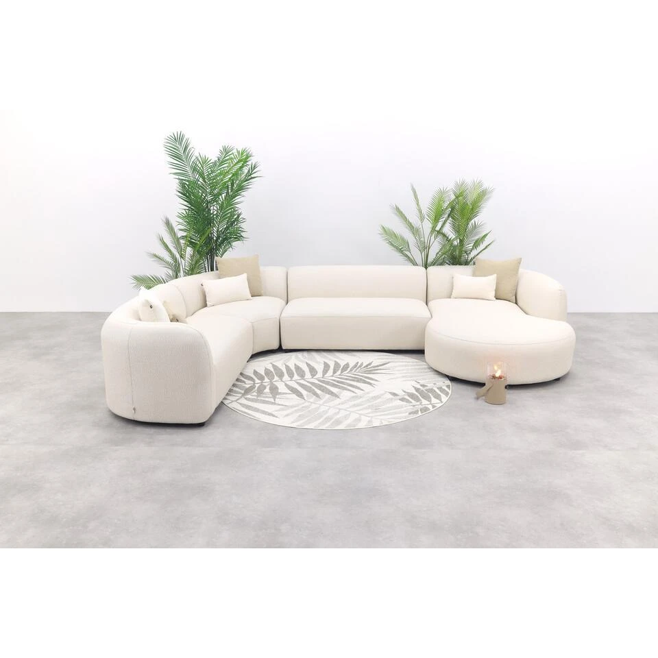 Madeira Ronde U-vorm Hoekbank + Chaise Longue Links - Naturel Sunbrella 2 Madeira Ronde U-vorm Hoekbank + Chaise Longue Links - Naturel Sunbrella - Afbeelding 2