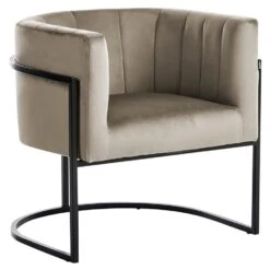 LARVIK II - Fauteuil - Taupe - Fluweel -VIDAXL Winkel 33d2a2b149bf440facc159c11076b8fe