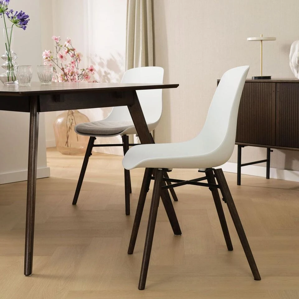 Nolon Nena-Pip Eetkamerstoel Wit - Kunststof - Walnoot Poten 7 Nolon Nena-Pip Eetkamerstoel Wit - Kunststof - Walnoot Poten - Afbeelding 7