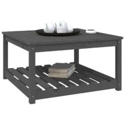VidaXL - Tuintafel Met Opbergruimte - Grijs - Grenenhout - 82,5x82,5x45 Cm -VIDAXL Winkel 33f862cf78b74eaeb51cc6cb3e5592f7