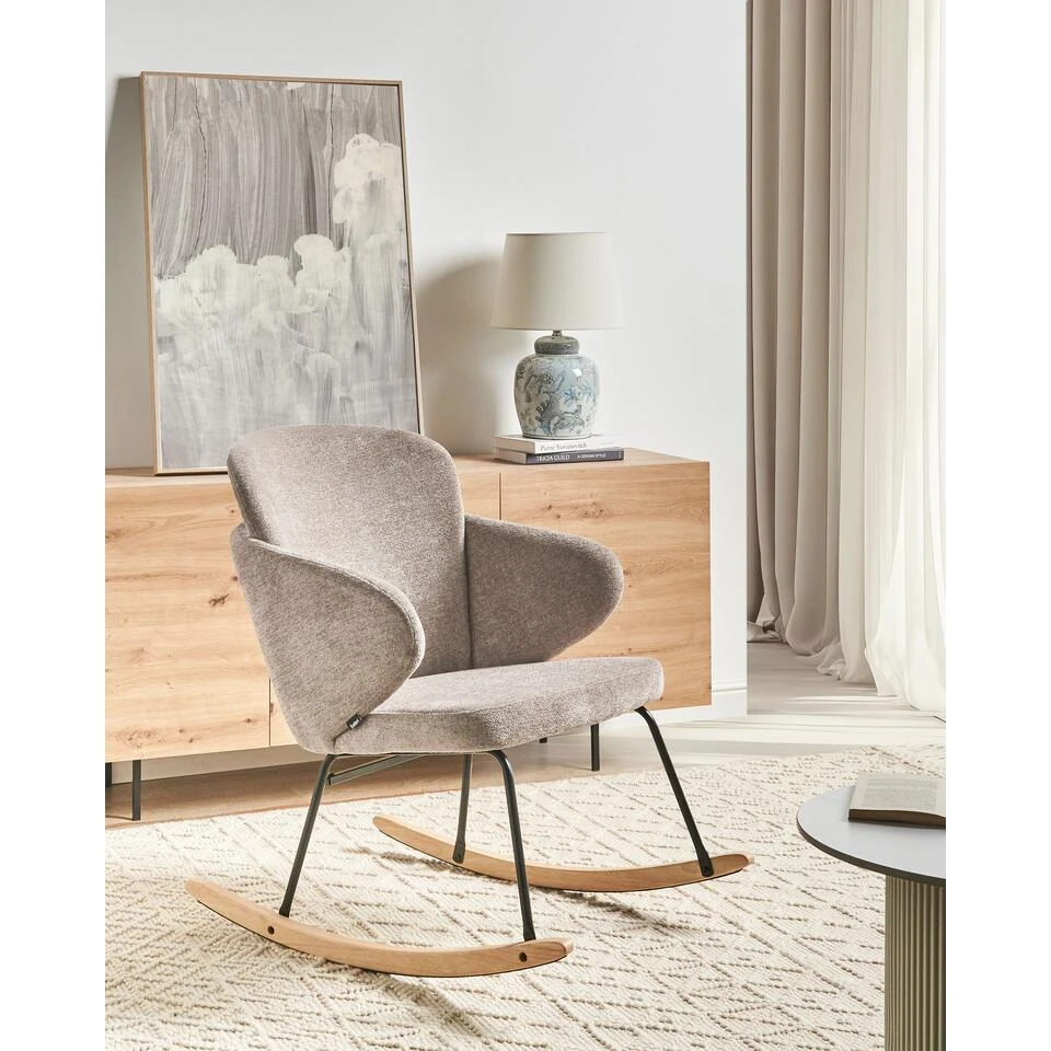 VIKEN - Schommelstoel - Taupe - Polyester 2 VIKEN - Schommelstoel - Taupe - Polyester - Afbeelding 2