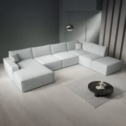 Meubella - Manolo - Hoekbank 5-zits Met Chaise Longue - Stof Grijs - Links -VIDAXL Winkel 34e1baf23e1e4a1882847d967bf6d1b2