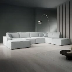 Meubella - Manolo - Hoekbank 5-zits Met Chaise Longue - Stof Grijs - Links -VIDAXL Winkel 356dd66f160147a5848b7645fe7d7962