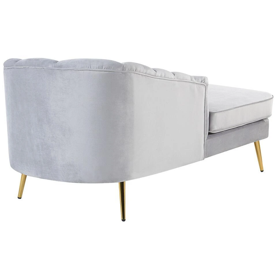 ALLIER - Chaise Longue - Grijs - Rechterzijde - Fluweel 6 ALLIER - Chaise Longue - Grijs - Rechterzijde - Fluweel - Afbeelding 6
