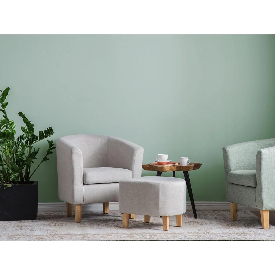 Beliani Cocktailstoel HOLDEN - Grijs Polyester 2 Beliani Cocktailstoel HOLDEN - Grijs Polyester - Afbeelding 2