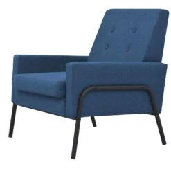 VidaXL Fauteuil Staal En Stof Blauw -VIDAXL Winkel 38ba780416184b8e8ff86a05bbb02dfe