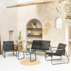 Happy Garden Tuinmeubilair TENERIFE - Zwart - Plastic -VIDAXL Winkel 39dfce68417243d28bfbbbeea056654a