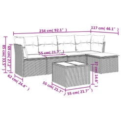 VidaXL Loungeset Met Kussens & Tuintafel - Grijs - Poly Rattan - 6 Stuks -VIDAXL Winkel 3b1fcf1cd8d14b0baae240d5c84be6e7