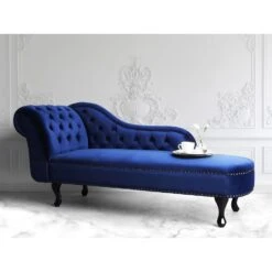 NIMES - Chaise Longue - Blauw - Linkerzijde - Fluweel -VIDAXL Winkel 3b5b81513df84b9c86a5a5af25d468b1