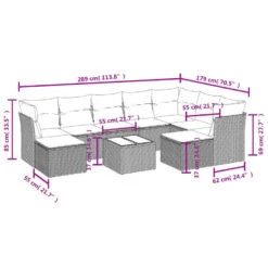 VidaXL Loungeset Met Kussens En Tuintafel - Grijs - Poly Rattan - 10 Stuks -VIDAXL Winkel 3b9511e4db974c7fa7514ae3eaaf2385