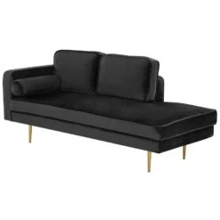 MIRAMAS - Chaise Longue - Zwart - Linkerzijde - Fluweel -VIDAXL Winkel 3bbf05206d5746d8a689de8793091a28