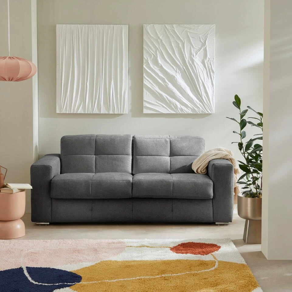 CALICOSY - Slaapbank CHESTER - Grijs - 84x207x102 Cm 2 CALICOSY - Slaapbank CHESTER - Grijs - 84x207x102 Cm - Afbeelding 2