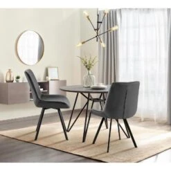 CLP Set Van 2 Eetkamerstoel Lewes Zwart Frame - Fluweel - Donkergrijs -VIDAXL Winkel 3d12470f356a461390ca52e1a22d6a79