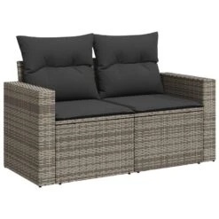 VidaXL Loungeset Met Kussens & Tuintafel - Grijs - Poly Rattan - 10 Stuks -VIDAXL Winkel 3de3549241b54aa59dcde5fdf5305bd0