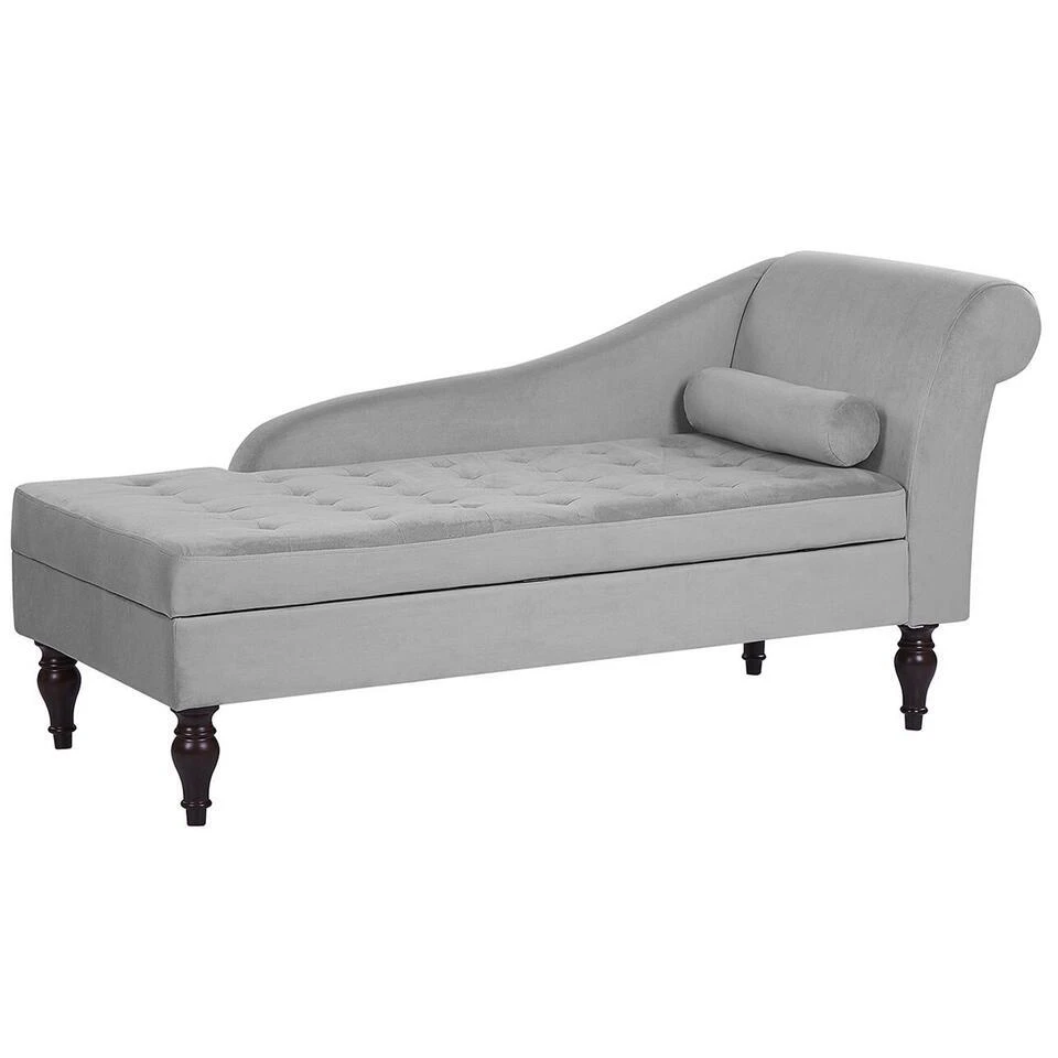 PESSAC - Chaise Longue - Grijs - Rechterzijde - Fluweel 5 PESSAC - Chaise Longue - Grijs - Rechterzijde - Fluweel - Afbeelding 5