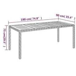 VidaXL - Tuintafel Met Houten Blad - Zwart - Poly Rattan - 190 X 90 X 75 Cm -VIDAXL Winkel 40864831387e4631944a3d08f8bdb0fa