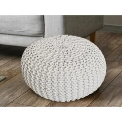 Poef - Kruk Ø 55 Cm X 37 Cm - Wit - Grof Gebreide Look - Duurzaam -VIDAXL Winkel 409a3a0108004fdbb2162d79818a1775