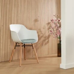 Nolon Nena-Liz Eetkamerstoel Wit - Armleuning - Zacht Groen Kussen -VIDAXL Winkel 40af068e035b43fb9c53af6ad8896f33