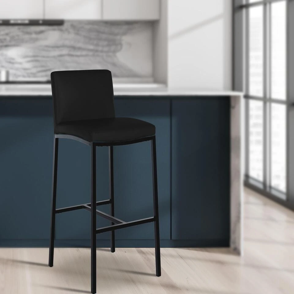 CLP Set Van 2 Barkruk Freeport Zwart Frame - Kunstleer - Zwart 3 CLP Set Van 2 Barkruk Freeport Zwart Frame - Kunstleer - Zwart - Afbeelding 3