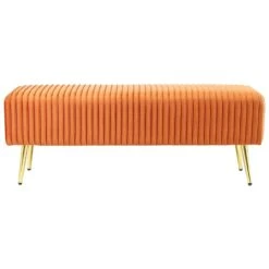 Beliani Hocker PATERSON - Oranje Fluweel -VIDAXL Winkel 41536f3064484d4ba55a6f0a6e449b8a