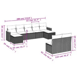 VidaXL 9-delige Loungeset Voor 9 Met Kussens & Krukken - Gris - Poly Rattan -VIDAXL Winkel 419061afadca495bbf808511e127740c