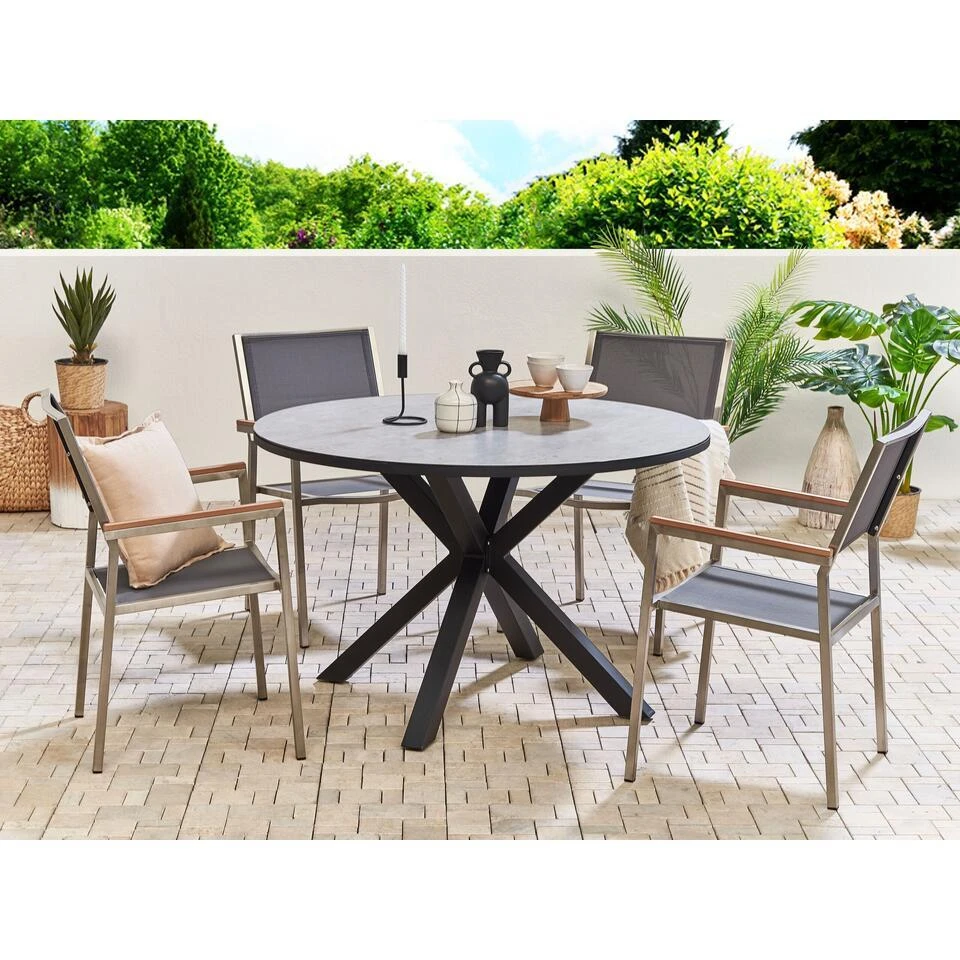 MALETTO - Tuintafel - Grijs - 120 X 120 Cm - Aluminium 2 MALETTO - Tuintafel - Grijs - 120 X 120 Cm - Aluminium - Afbeelding 2