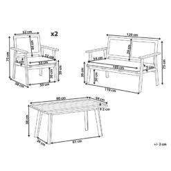 ARENELLA - Loungeset 4-zits - Lichthout/Beige - Acaciahout -VIDAXL Winkel 43471d2c289041d0a69ee236107a3670