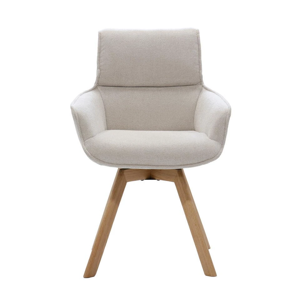 Eetkamerstoel Beige Stof - 57x65x86cm - Zithoogte 49cm - Else - Set Van 2 4 Eetkamerstoel Beige Stof - 57x65x86cm - Zithoogte 49cm - Else - Set Van 2 - Afbeelding 4