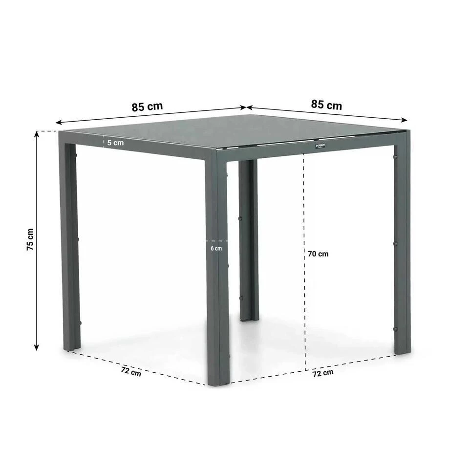 Dining Tuintafel Vierkant 85 X 85 Cm Aluminium Grijs Venustas 2 Dining Tuintafel Vierkant 85 X 85 Cm Aluminium Grijs Venustas - Afbeelding 2