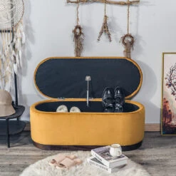 Bank Met Opbergruimte En Mosterdgeel Fluweel -VIDAXL Winkel 4424da714ef3455aa9a5a99871c09032