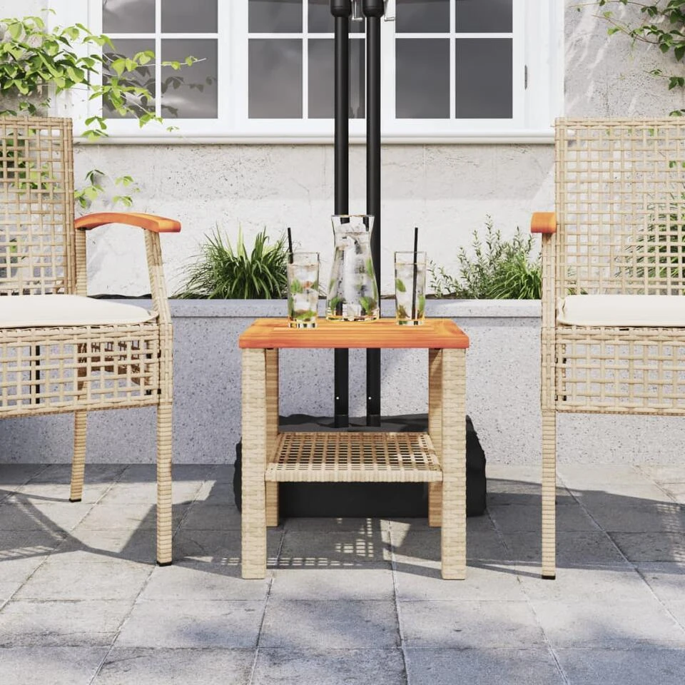 VidaXL - Loungetafel Met Opbergruimte - Beige - Poly Rattan En Hout - 40x40x42cm 3 VidaXL - Loungetafel Met Opbergruimte - Beige - Poly Rattan En Hout - 40x40x42cm - Afbeelding 3