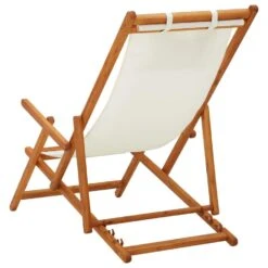 VidaXL Strandstoel Inklapbaar Massief Eucalyptushout En Stof Crème -VIDAXL Winkel 453ab6aafaca4c6eb483059a8035bd39