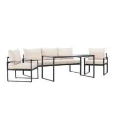 Svea - Fatima Loungeset - Zwart/beige -VIDAXL Winkel 455ea504c8154041b04fb00ff9976979