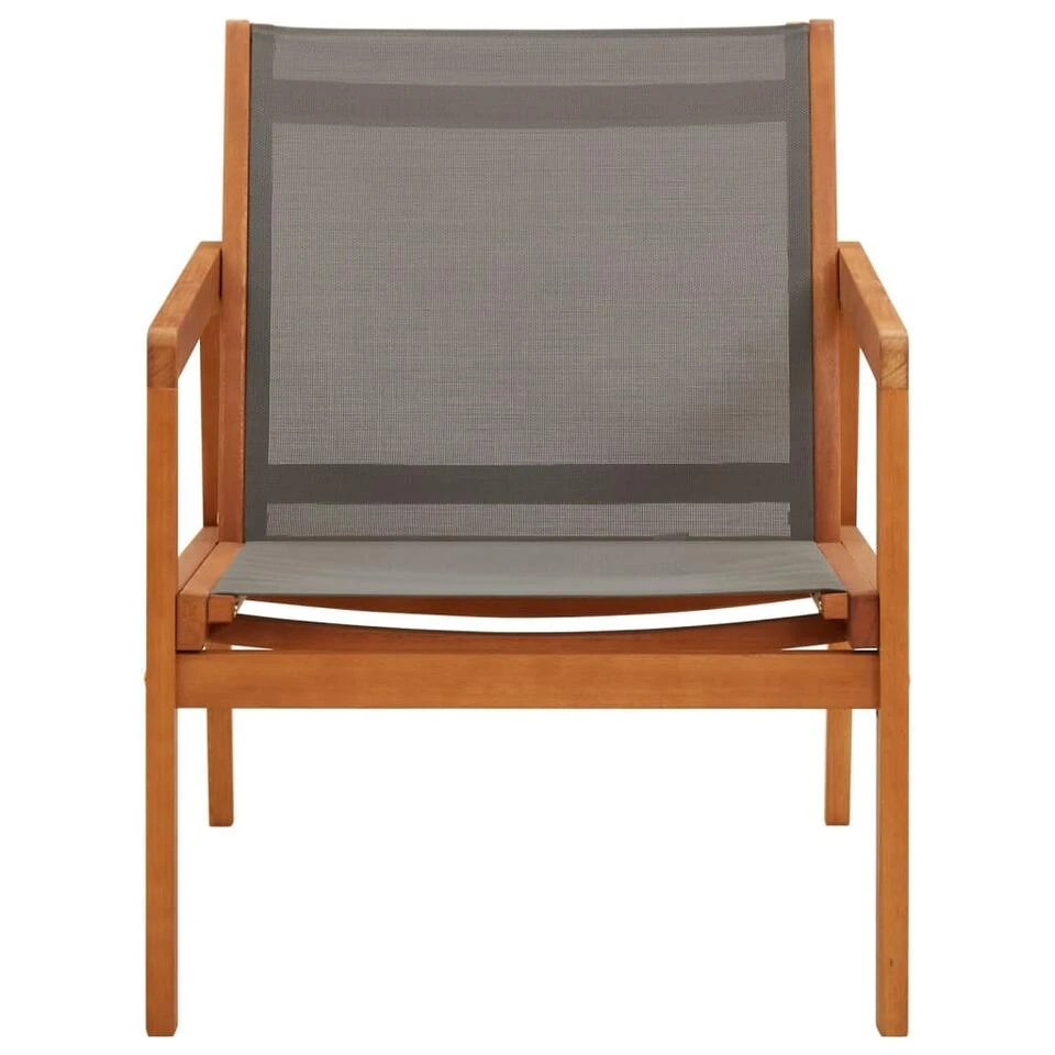 VidaXL Loungestoel Massief Eucalyptushout En Textileen Grijs 2 VidaXL Loungestoel Massief Eucalyptushout En Textileen Grijs - Afbeelding 2
