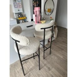 Set Van 2 Metalen Barkrukken Met Witte Lussen -VIDAXL Winkel 46c6341a1c9d46a7a624272c3cb6b121