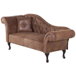 LATTES - Chaise Longue - Bruin - Linkerzijde - Kunstsuède -VIDAXL Winkel 483273be2005421081e8d66c64e13e1d
