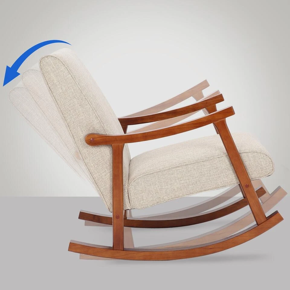 CLP Schommelstoel Morelia Stof - Creme 4 CLP Schommelstoel Morelia Stof - Creme - Afbeelding 4