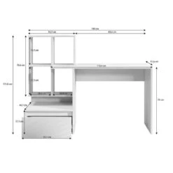 Meubella - Bureau Pierre 2 - Wit - 145 Cm -VIDAXL Winkel 4a237cbae0f2491dbd8bc40716859fe9