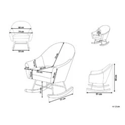 Beliani Schommelstoel OXIE - Grijs Fluweel -VIDAXL Winkel 4a5968871cb440dcb3a9f1d25773dbe5 1