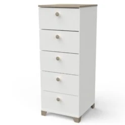 Ladekast Liva 5 Lades - Kronberg Eik/mat Wit -VIDAXL Winkel 4b4e03b6dd9e48bf9929f26cab244b20