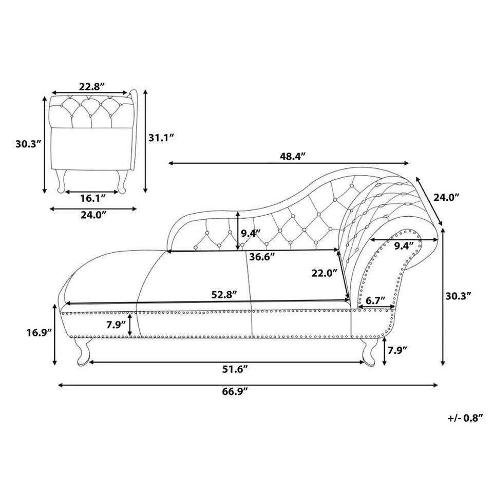 NIMES - Chaise Longue - Blauw - Rechterzijde - Fluweel 14 NIMES - Chaise Longue - Blauw - Rechterzijde - Fluweel - Afbeelding 14