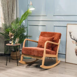 Schommelstoel Van Massief Hout En Terracotta Stof -VIDAXL Winkel 4c03918a34214e67867f079b2482b49b