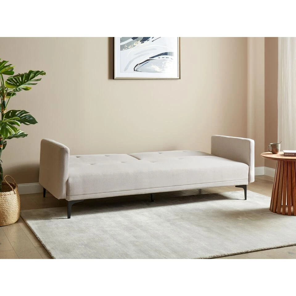 LUCAN - Slaapbank 3-zits - Lichtbeige - Polyester 2 LUCAN - Slaapbank 3-zits - Lichtbeige - Polyester - Afbeelding 2