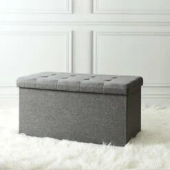 Home Deco Poef Chique - Opbergbox - Donkergrijs - 76 X 38 Cm -VIDAXL Winkel 4e959fd9398e4ca5ad142c950f9a236e