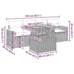 VidaXL 5-delige Loungeset Met Kussens En Verstelbaar Salontafel - Grijs -VIDAXL Winkel 4f390650ff1c4b698113605f29eb9d3c