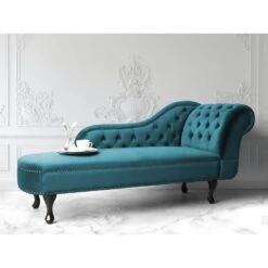 NIMES - Chaise Longue - Blauwgroen - Rechterzijde - Fluweel -VIDAXL Winkel 4f4c0f26be384a42a88b8bd90131fcdc